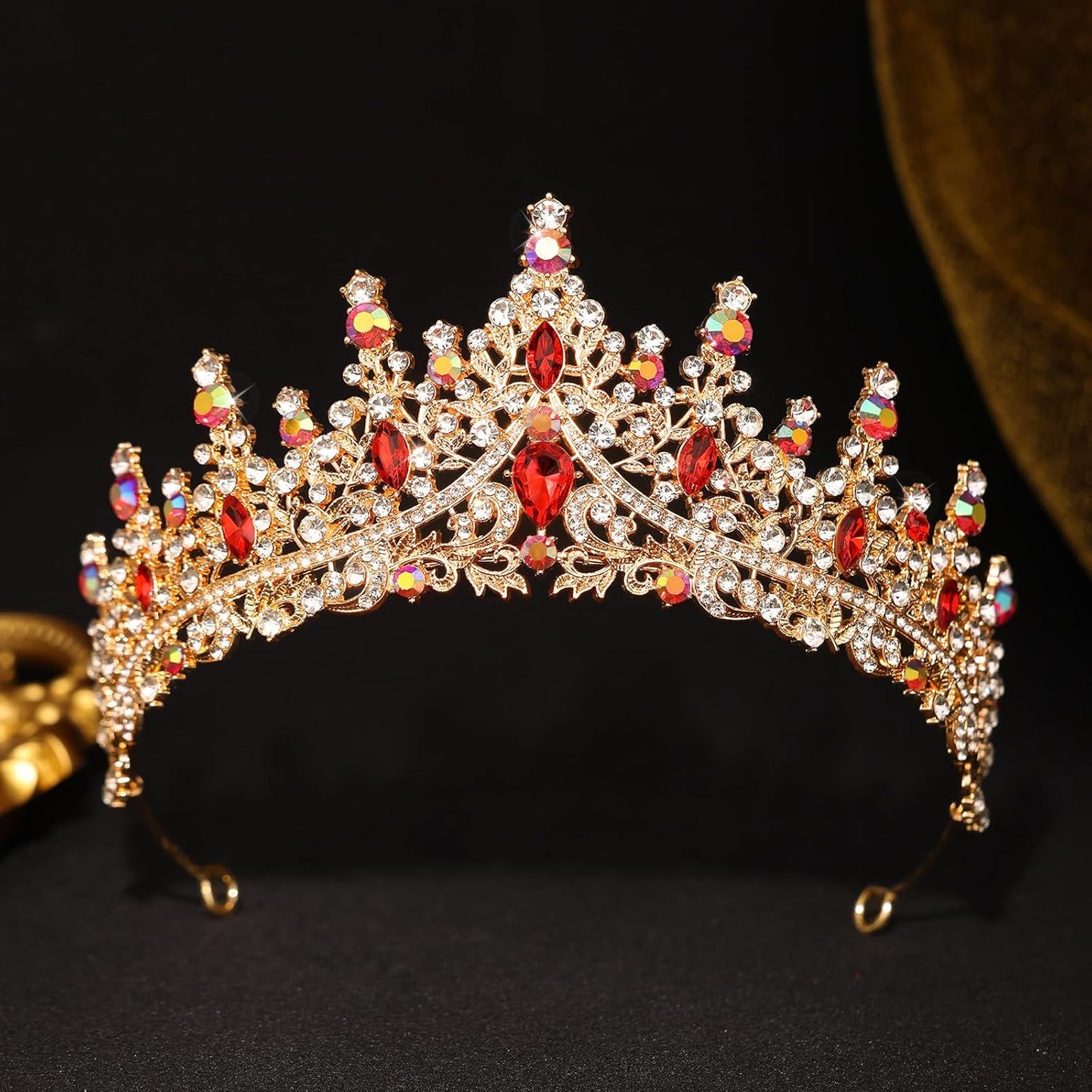 Red Tiara for Women Crystal Queen Crowns Rhinestone Princess Tiaras for Girl Wedding Headband for Bride Hair Accessories for Halloween Costume Birthday Party Prom Mother's Gifts