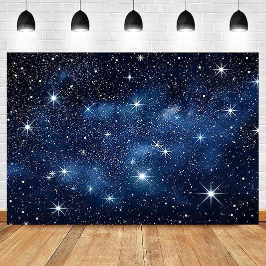 Homewelle Navy Blue Galaxy Starry Backdrop 7Wx5H Feet Polyester Fabric Stars Night Sky Outer Space Universe Fantasy Planet Cosmic Nebula Decoration for Kid Boy Photography Background Photo Shoot Props