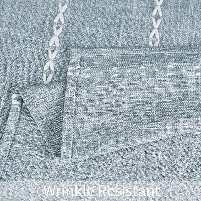 Zobesta Linen Table Cloth Blue Tablecloth Rectangle 86 x 53 Inch, Washable Farmhouse Soft Boho Blue Stripe Tablecloth for Party, Holiday, Picnic, Dining, Outdoor