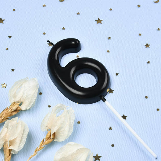 PHD Cake 2.76 inch Classical Black 6 Number Birthday Candles for Party Celebration