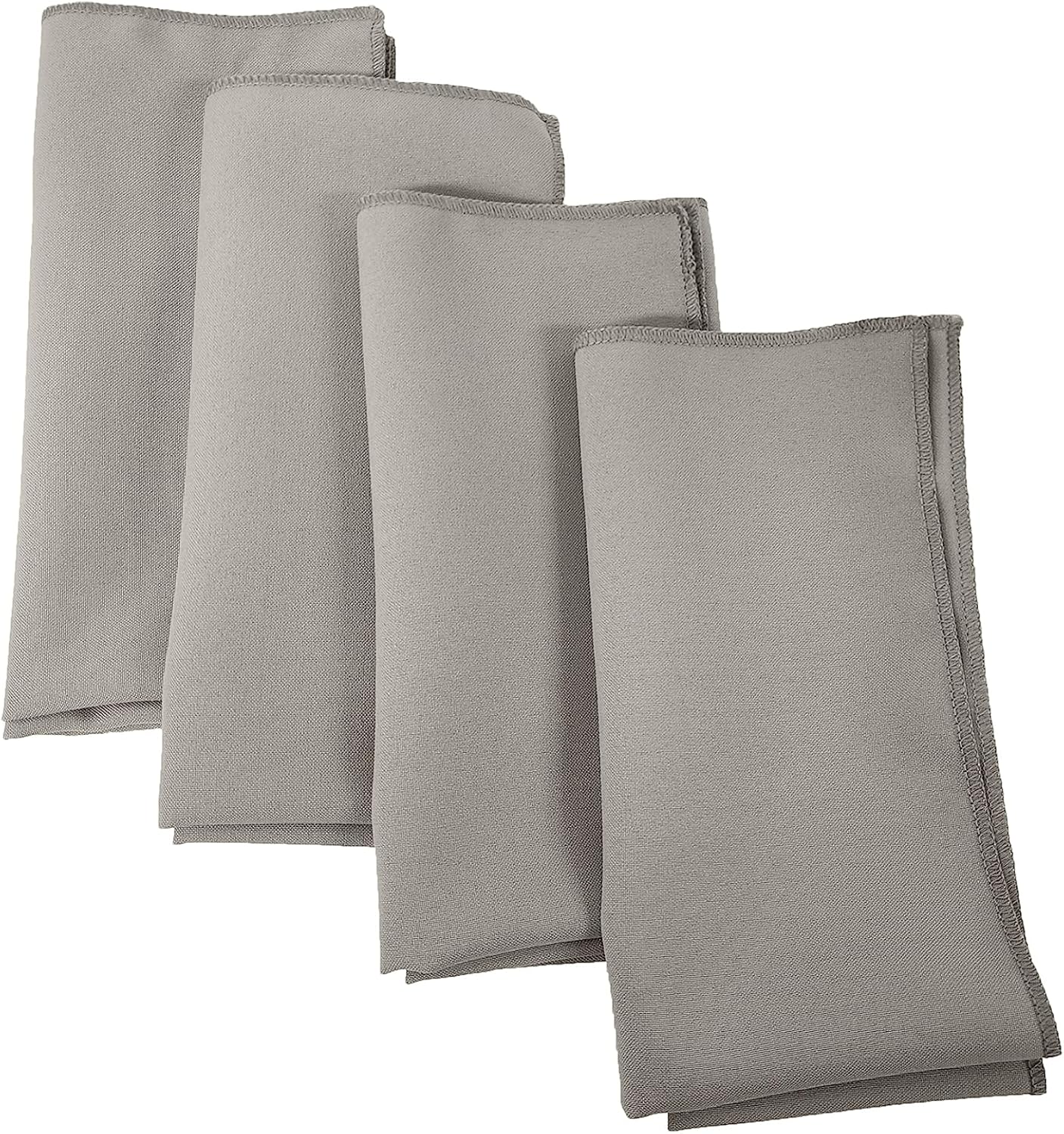 LA Linen 4-Pack Poly Blend Napkins - Soft, Washable, Stain and Wrinkle Resistant - Dinner and Party Napkins - 18x18 - Gray Light