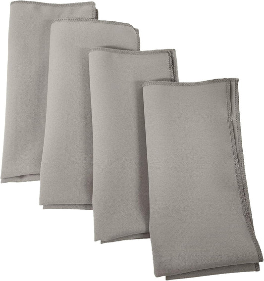 LA Linen 4-Pack Poly Blend Napkins - Soft, Washable, Stain and Wrinkle Resistant - Dinner and Party Napkins - 18x18 - Gray Light
