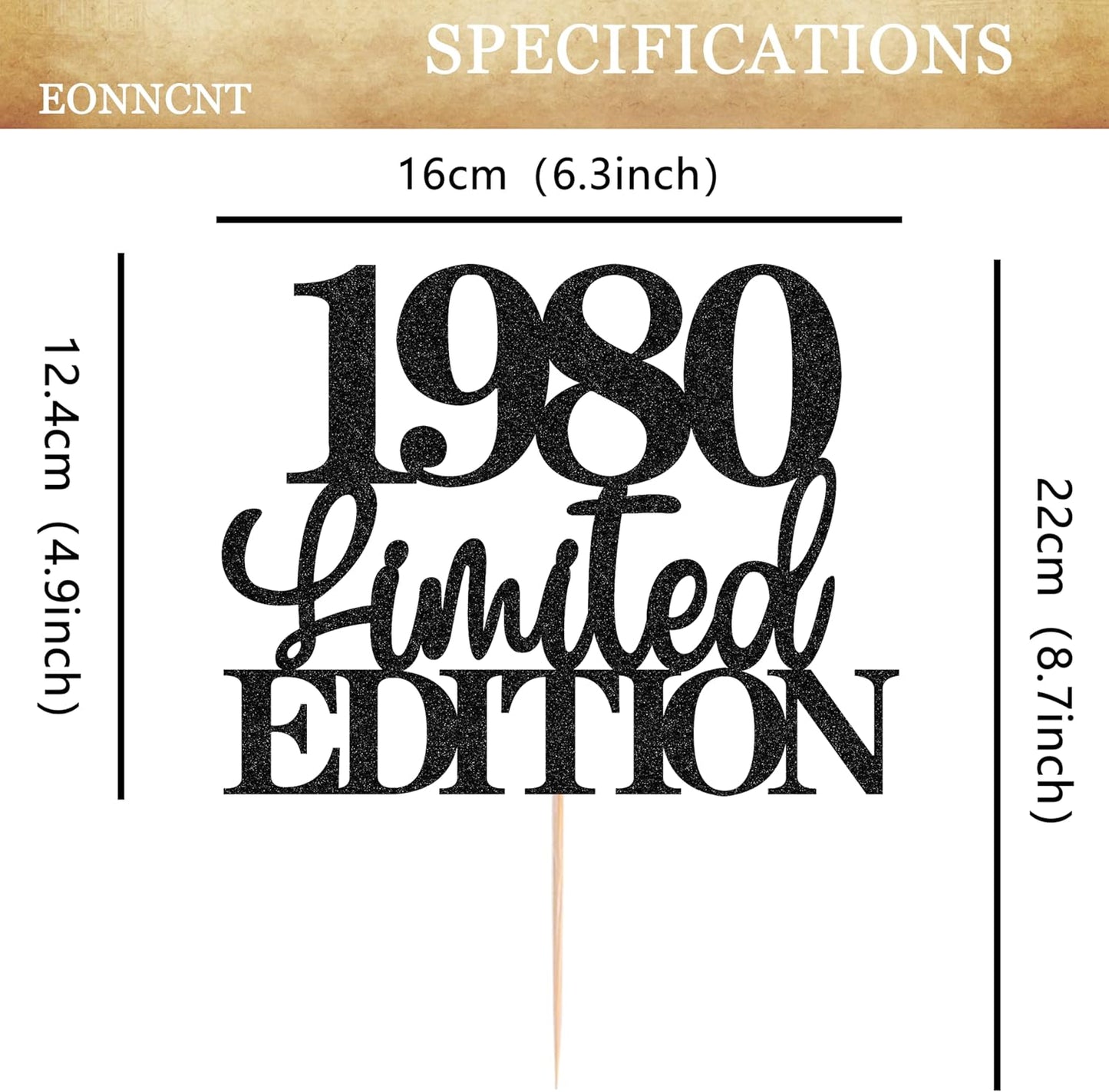 Limited EDITION 1980 Cake Topper - Black Glitter Happy 45th Birthday Party Cake Decoration Supplies, Cheer to 45 Years Cake Bunting Decor for 45th Birthday Party Photo Booth Props