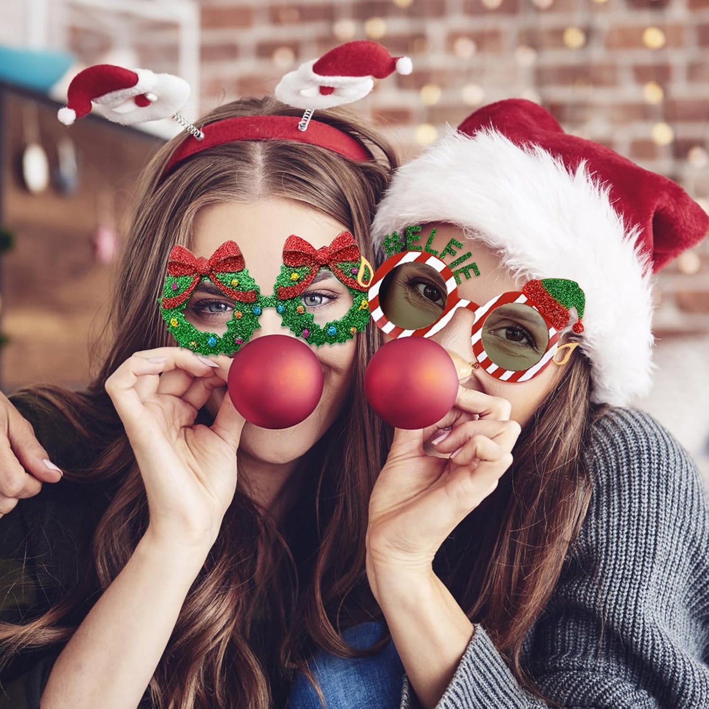 Pibupibu 8 Pack Merry Christmas Party Favors Funny Eyeglasses Set, Christmas Tree, Garland, Santa Claus, Elk, Snowman Eyewear