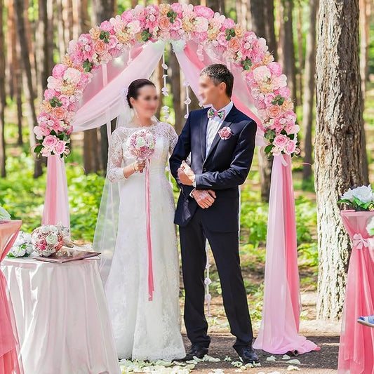 Wedding Arch Artificial Flowers Pink - 6Pack Faux Floral Swags Rose Silk Peony Realistic Arch Faux Plastic Arrangement for Romantic Wedding Wall Reception Ceremony Welcome Sign Decoration