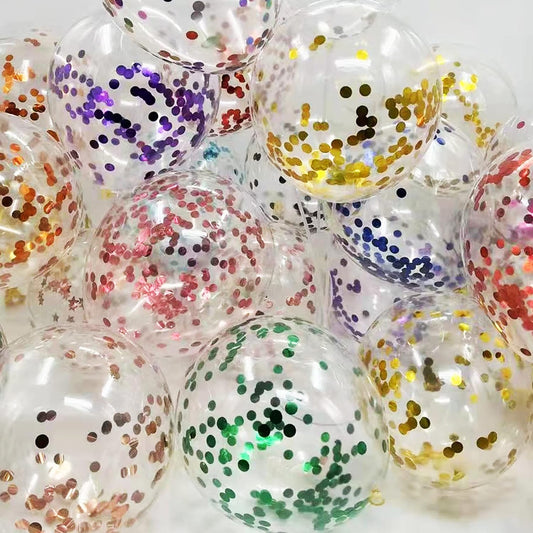 Large Balloons 36 inch Silver Latex Confetti Round Balloons,6PCS Giant Latex Balloons for Birthday Wedding Party Baby Shower Carnival Father's Day Festival Decorations