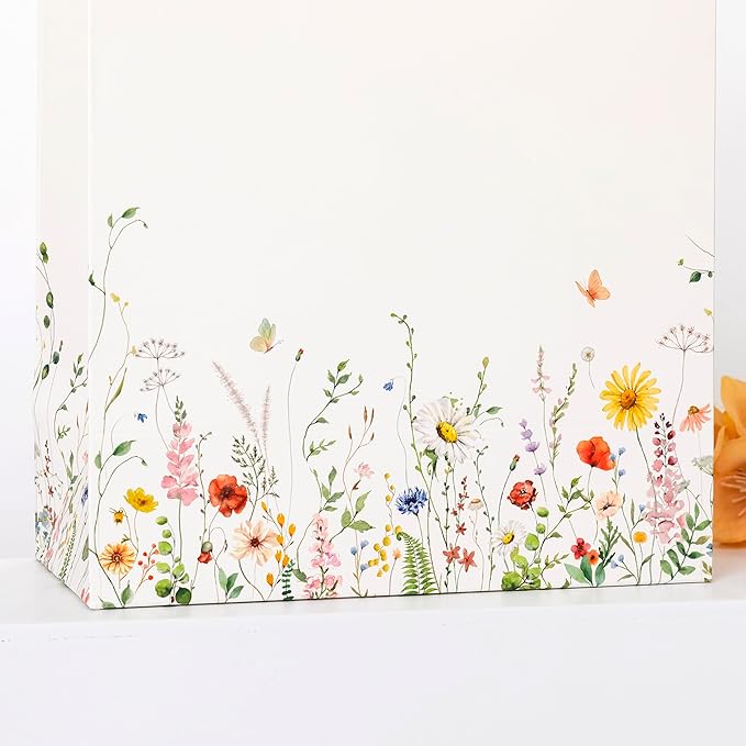 Crisky Paper Gift Bags with Handles, 25 Pack Wildflower Floral Gift Bags Medium Size for Wedding, Bridal Shower Gifts Bag, Baby Shower Party Favor, 10"x8"x4"