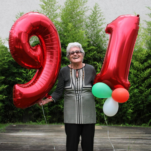 Smlpuame 40 Inch Red Number Balloon 0-9, Large Foil Self-Sealing Number 1 Balloon for Birthday Party, Wedding Anniversary, Celebration Decorations, Helium Digital Balloons Supplies