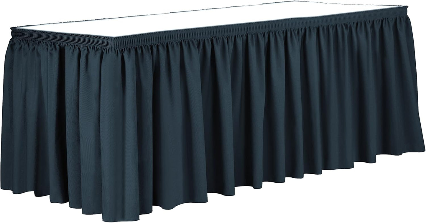 Ultimate Textile Pleat Polyester Fabric Table Skirt - Machine Washable, Flame Resistant, Cut & Sewn in NJ, Desk Skirt - Wedgewood, 21' Shirred Pleat x 42" h