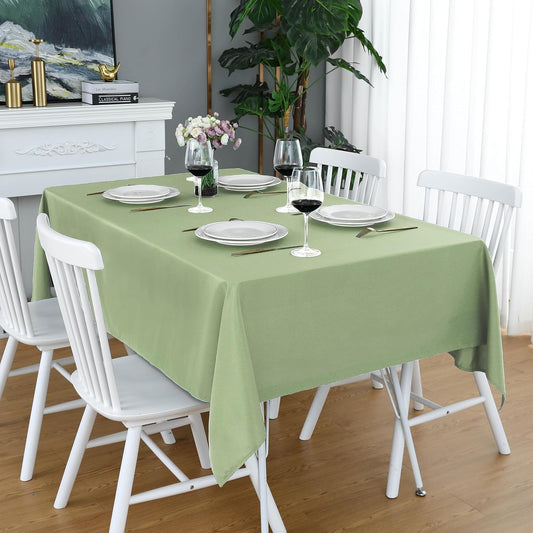 FOLINS&HOME Sage Green Rectangle Tablecloth 90 x 132 Wrinkle Free Waterproof Polyester Table Cloths, Spillproof Heavy Duty Washable Table Cover for Party, Banquet, Wedding, Indoor - Rectangular/Oblong