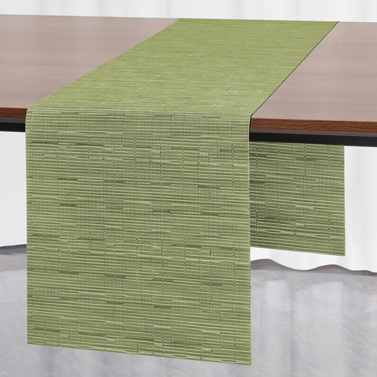 Myir JUN Table Runner, Vinyl Table Runner Indoor Arbitrarily Cropped Runner for Table Heatproof for Home Party (Green, 12 x 94 inch)