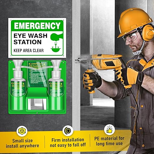 Magula 17oz*2 Portable Eye Wash Station OSHA-Approved,BPA Free, Wall-Mounted First Aid Eye Wash kit with Empty Bottles & Mirror,Emergency Eyewash, No Eye Wash Solution