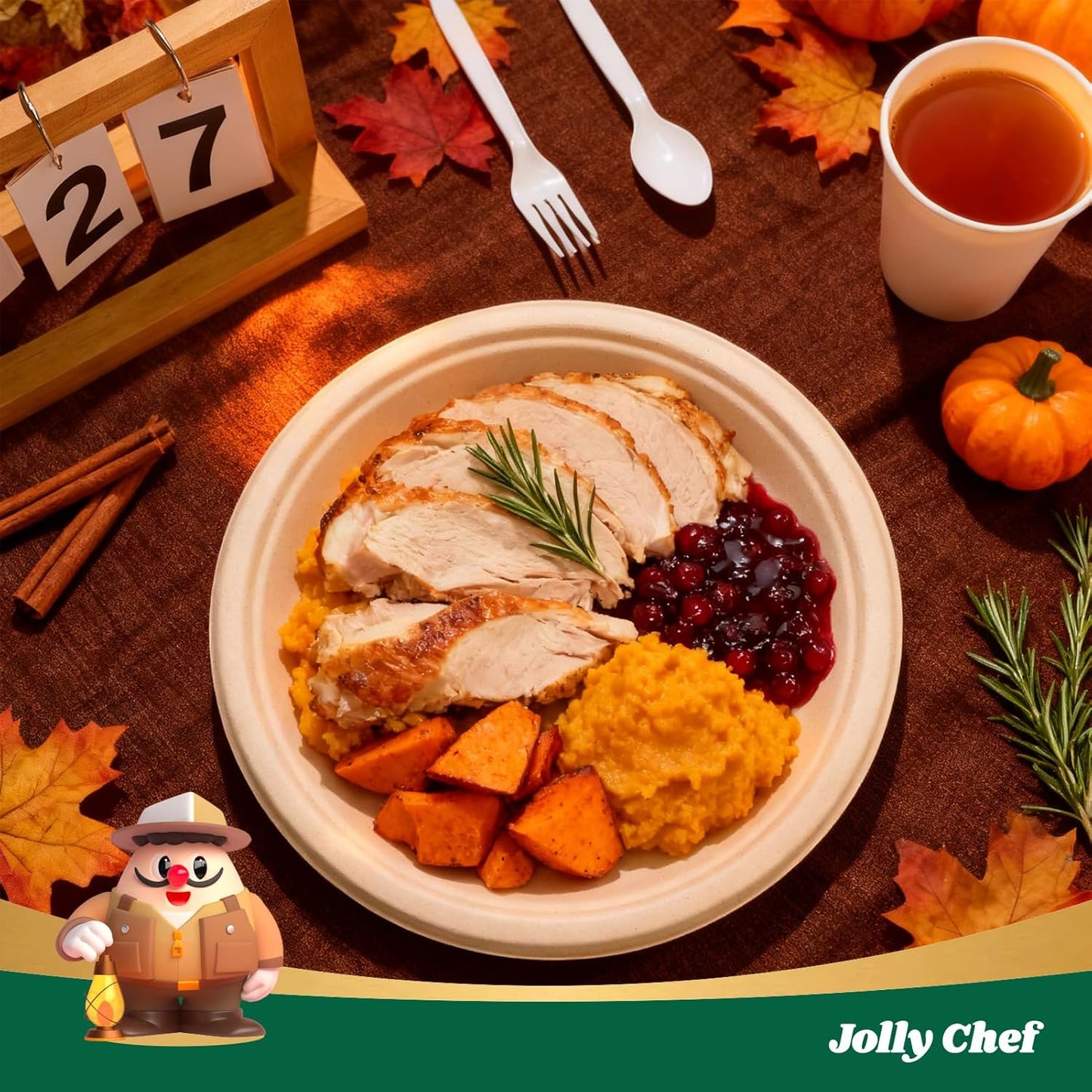 JOLLY CHEF Compostable Heavy Duty Plates 𝟭𝟬 𝗜𝗻𝗰𝗵 [𝟯𝟬𝟬 𝗣𝗮𝗰𝗸] Eco-Friendly Disposable Paper Plates Made of Bagasse Biodegradable Bulk for Party Dinner Sugarcane Fibers Round (Natural)
