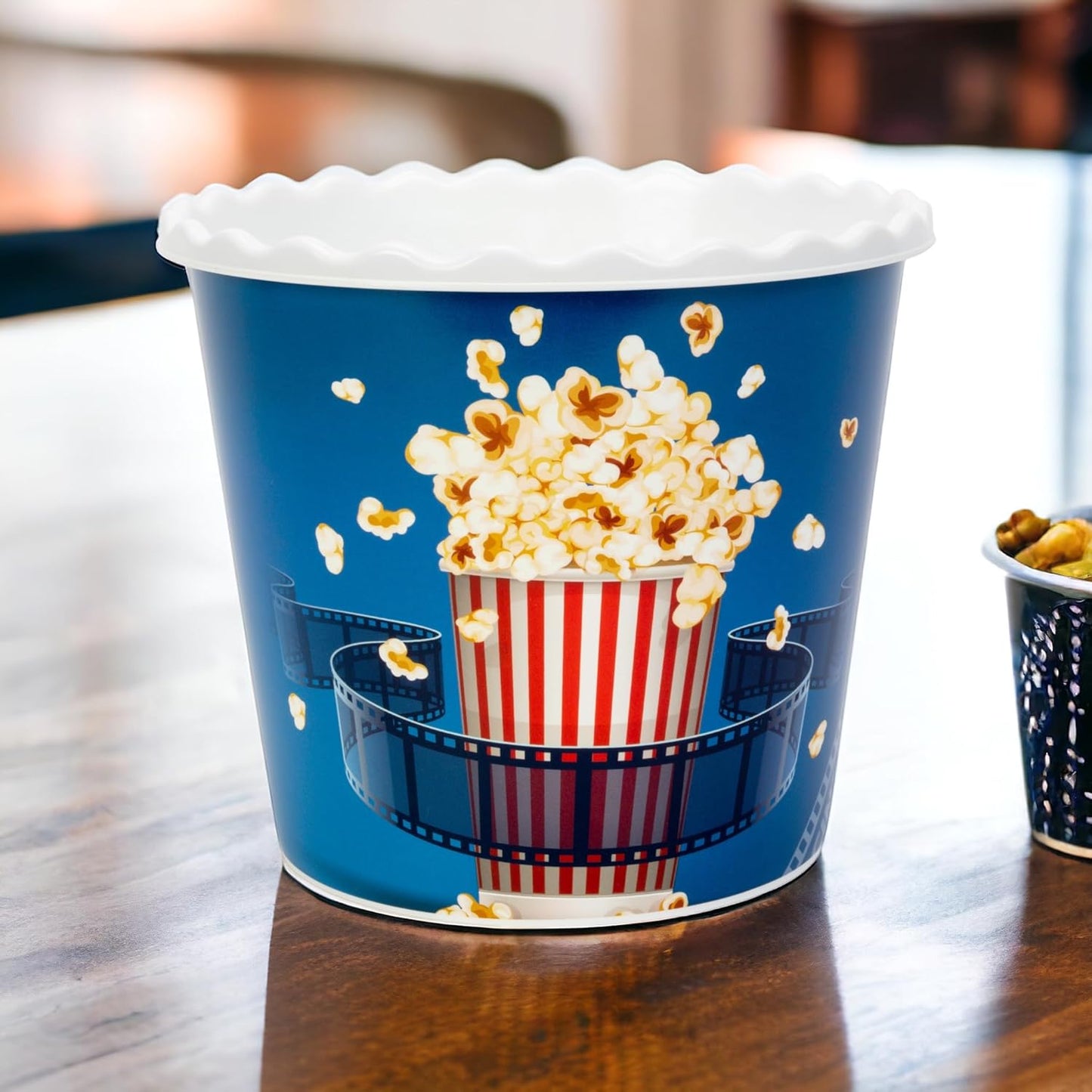 Modern Style Reusable Plastic Popcorn Box/Popcorn Containers/Popcorn Bowls Set for Movie Theater Night - (BPA Free - 4 Pack - 75 oz) (Popcorn Mix D)
