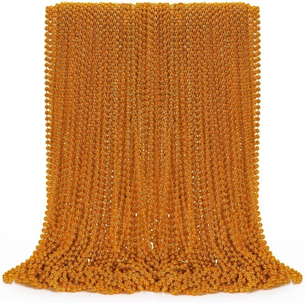 72PCS Mardi Gras Beads, Orange Halloween Beaded Necklace Party Favors, 33" Mardi Gras Bead Necklaces Women Men, Festival Parade Throw Accessories for Mardi Gras Halloween Events Celebrations
