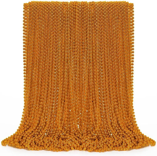 72PCS Mardi Gras Beads, Orange Halloween Beaded Necklace Party Favors, 33" Mardi Gras Bead Necklaces Women Men, Festival Parade Throw Accessories for Mardi Gras Halloween Events Celebrations