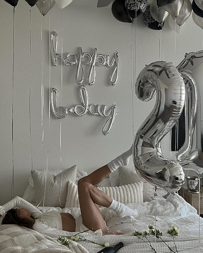 Silver Number 21 Balloon 40 inch, 21 Number Balloons, 21st Silver Birthday Decorations for Girls Boys Kids, 21 Year Old Women Men Silver Party Supplies