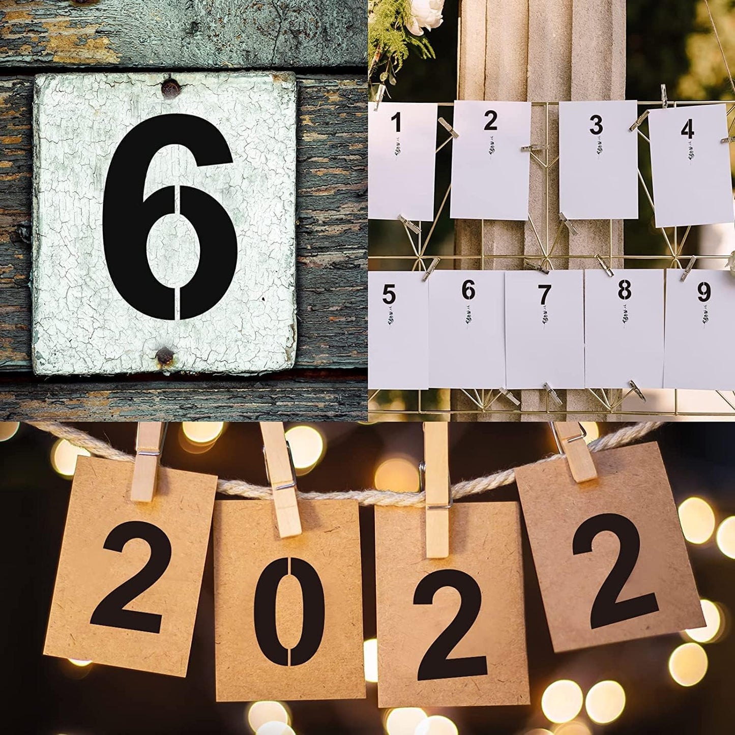 7 Inch Plastic Number Stencils - Reusable Digital Painting Templates for Cake Stencil Address Painting