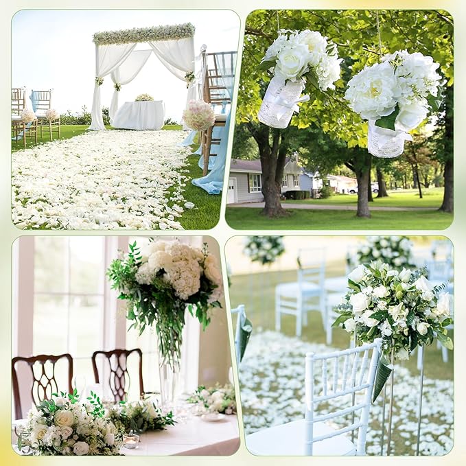 1500pcs Real Dried Ivory White Hydrangea Flower Petals - Natural smal Petals for Wedding, Flower Girl Baskets, Party Confetti, Valentine's Day, Romantic Night, Handcrafts (1.06 oz/30g)