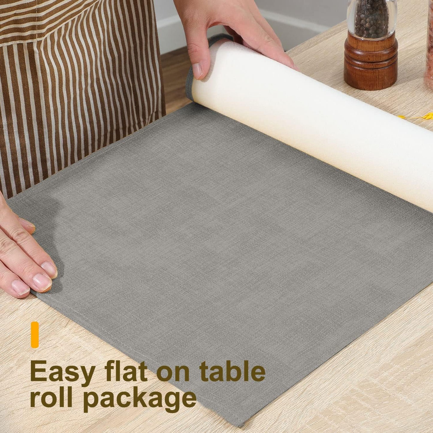 Wipeable Table Runner, Thick Farmhouse Dresser Runner, Rustic for Kitchen, Bedroom, Living Room, Indoor and Outdoor (48'', Grey)