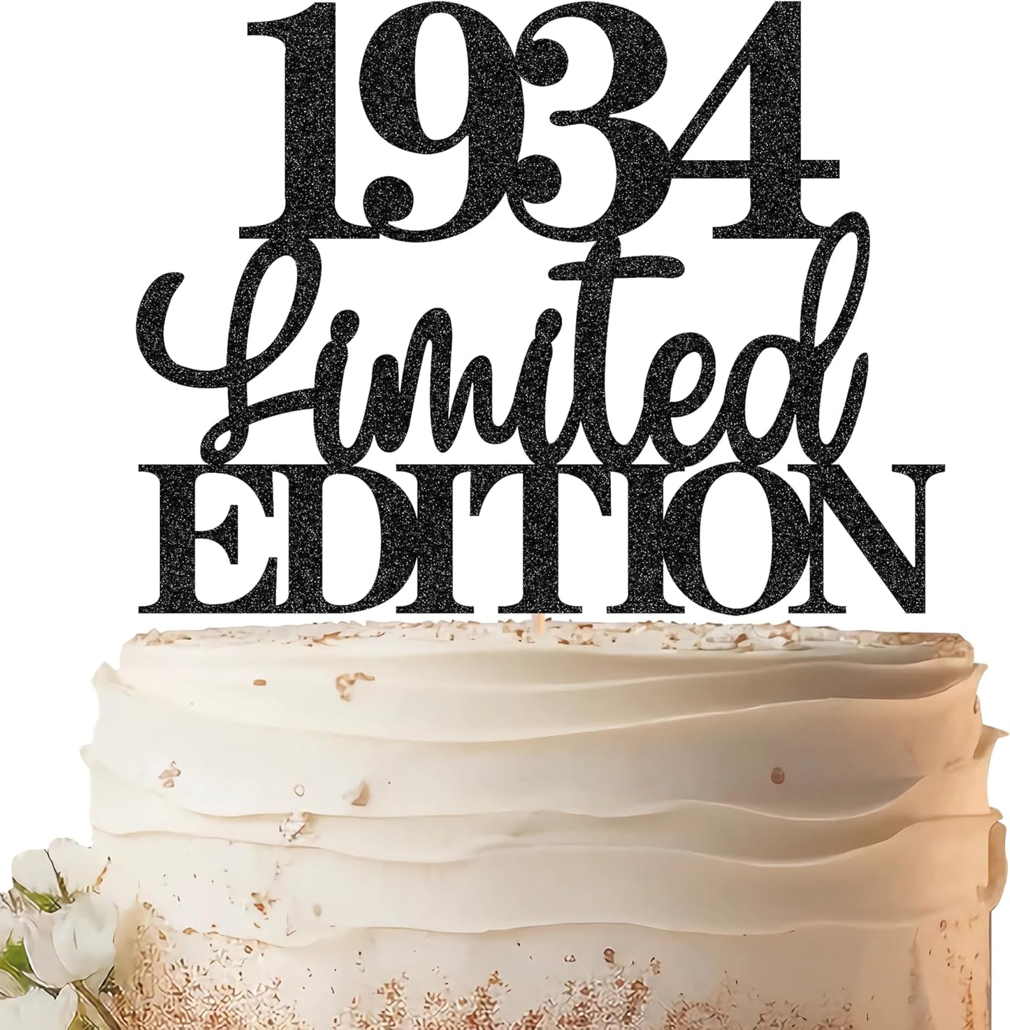 Limited EDITION 1934 Cake Topper - Black Glitter Happy 91st Birthday Party Cake Decoration Supplies, Cheer to 91 Years Cake Bunting Decor for 91st Birthday Party Photo Booth Props