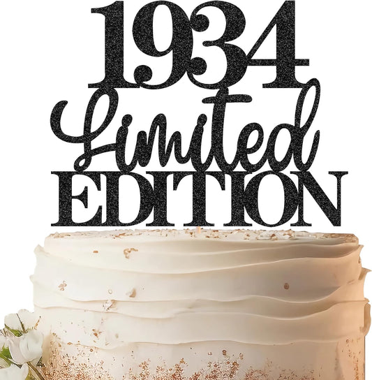 Limited EDITION 1934 Cake Topper - Black Glitter Happy 91st Birthday Party Cake Decoration Supplies, Cheer to 91 Years Cake Bunting Decor for 91st Birthday Party Photo Booth Props