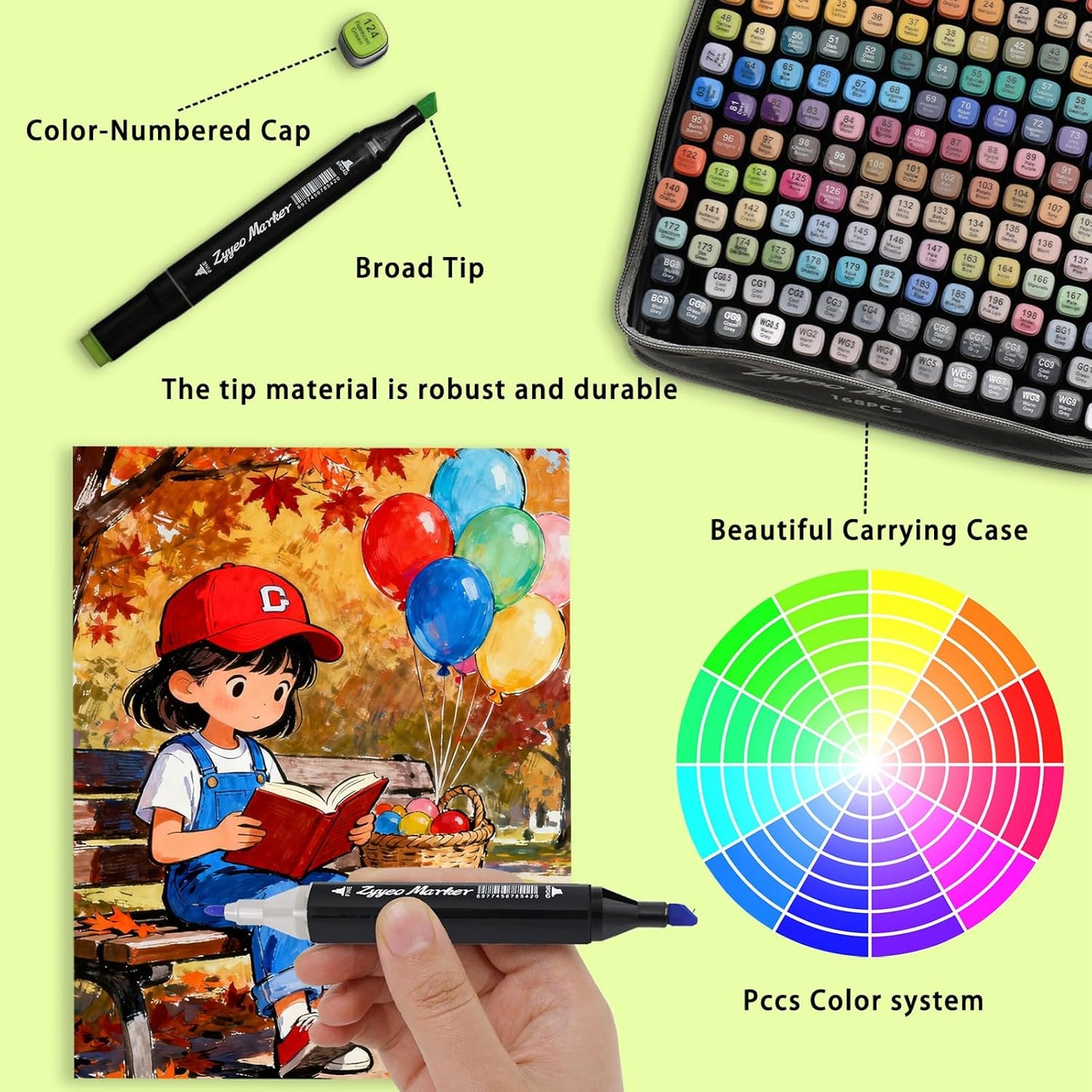 Alcohol Markers Pens,168 Colors Dual Tip Art Marker for Sketching,Drawing with Non-Blending,Coloring,Perfect for Amateurs/Artists,Calligraphy, Animation and Illustration (Fine & Chisel Tip)