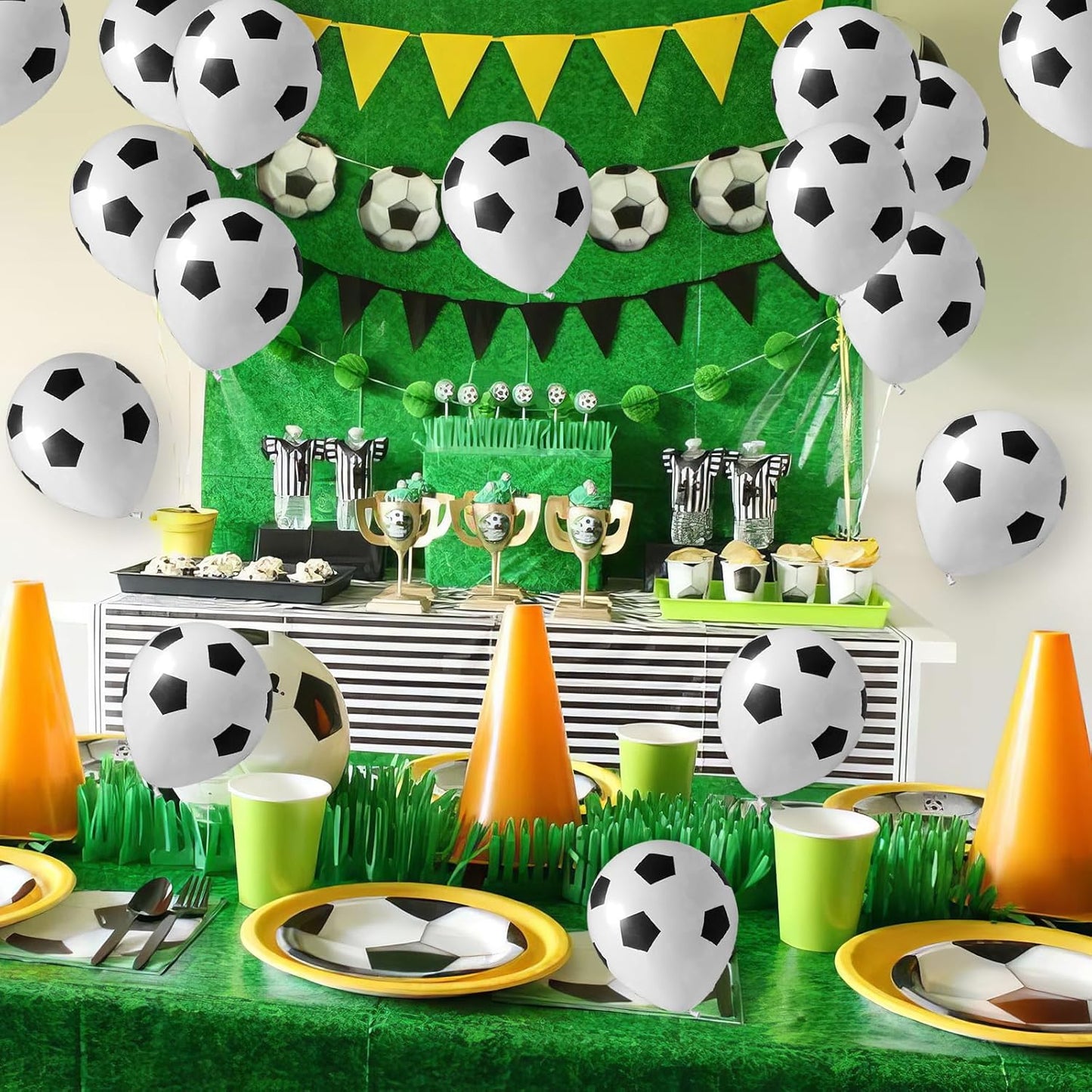30pcs Soccer Balloon,Soccer Party Birthday Decorations,Football Balloon for Boys,12 Inch Black White Soccer Latex Balloons for Kids Football Sport Theme Party Decorations