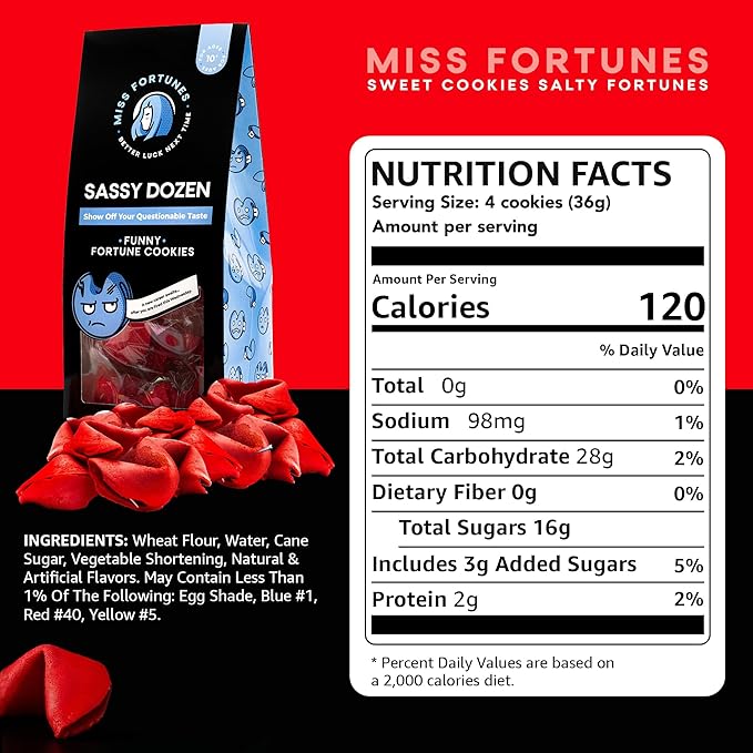 Miss Fortunes, Funny Fortune Cookies, The Two-Pack Shakur, Written by Professional Comedy Writers! (Multi-pack of 2 Dozen Cookies) (Fortunes Against Humanity + Sassy Dozen) One Adult-Oriented, One Safe For All Ages