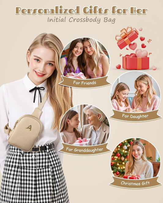 Gifts for 12 13 14 15 16 Year Old Teen Girls, Initial Crossbody Purses for Women, Mini Lightweight Sling Bag, Leather Waterproof, Adjustable Strap, Cute Trendy Stuff, Ideal for Travel