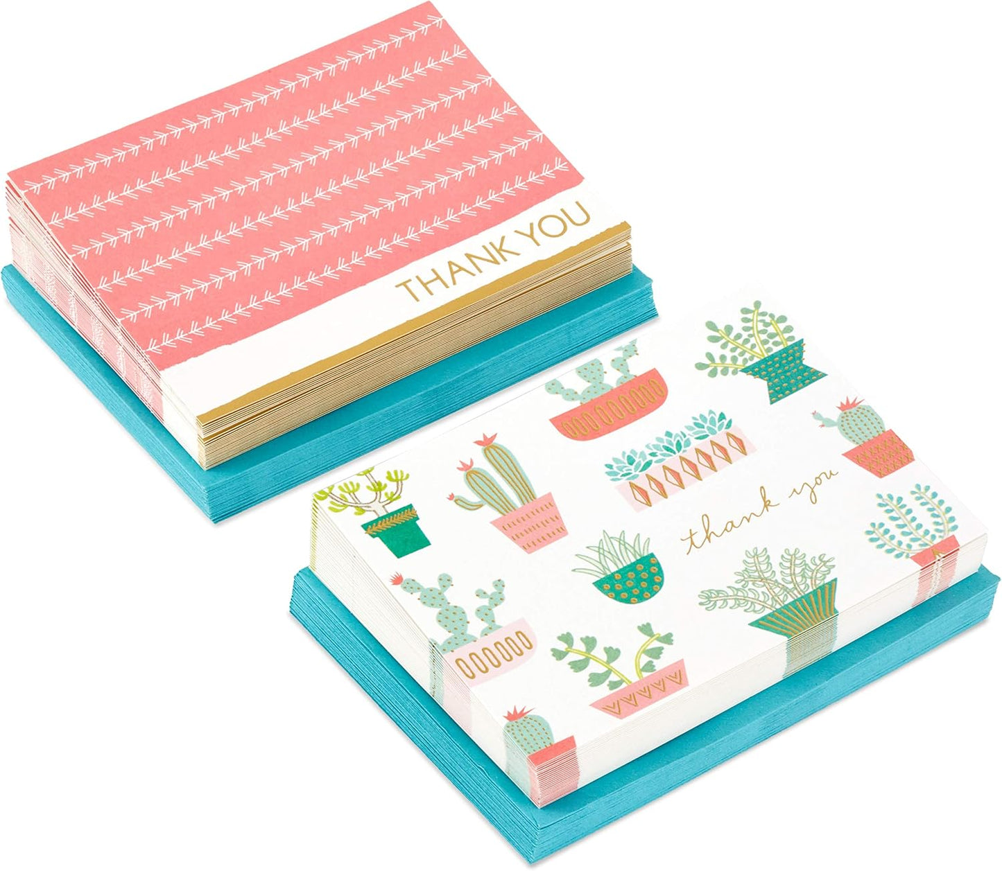 Hallmark Thank You Cards Assortment, Cactus (50 Thank You Notes with Envelopes)