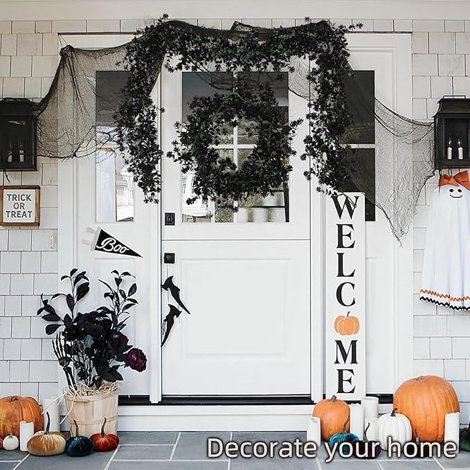 Black Artificial Flowers Black Eucalyptus Garlands Spring Garland Greenery Vines with Flowers Fake Floral Greenery for Halloween Party Decor Home Backdrop Wall Fall Decor