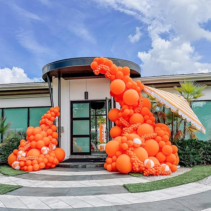 Orange Balloons Arch Kit,130pcs Light Orange Balloons,18 12 10 5 Inch Pastel Orange Latex Balloons Garland for Birthday Graduation Baby Shower Halloween Christmas Wedding Party Decorations