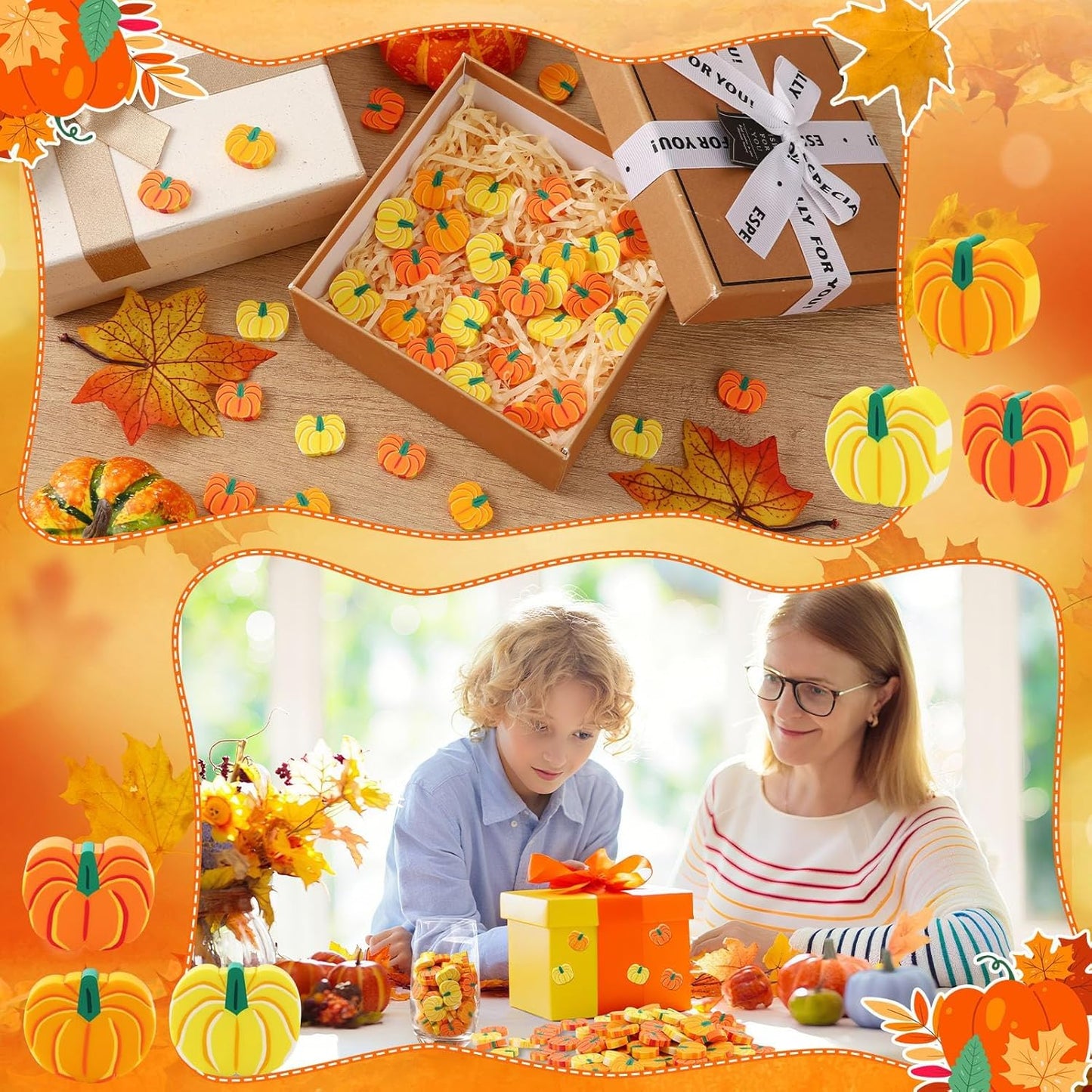80pcs Mini Pumpkins Halloween Fall Mini Pumpkins Polymer Clay Ornaments Autumn Table Decor Scatters Fall Bowl Vase Filler for Thanksgiving Halloween Fall Decoration