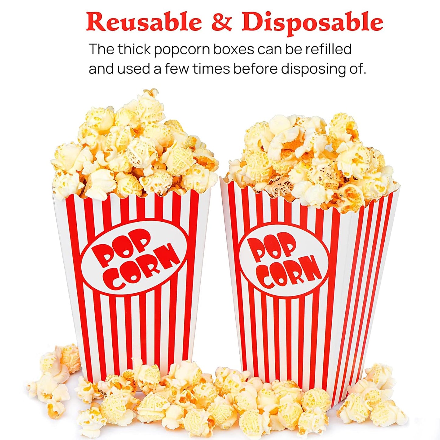 Zahaat 100 Mini Popcorn Boxes 5.5 Inches Tall Red and White Popcorn Bags Mini Pop Corn Buckets and Container for Movie Theater, Home, Carnival Party, Decorations