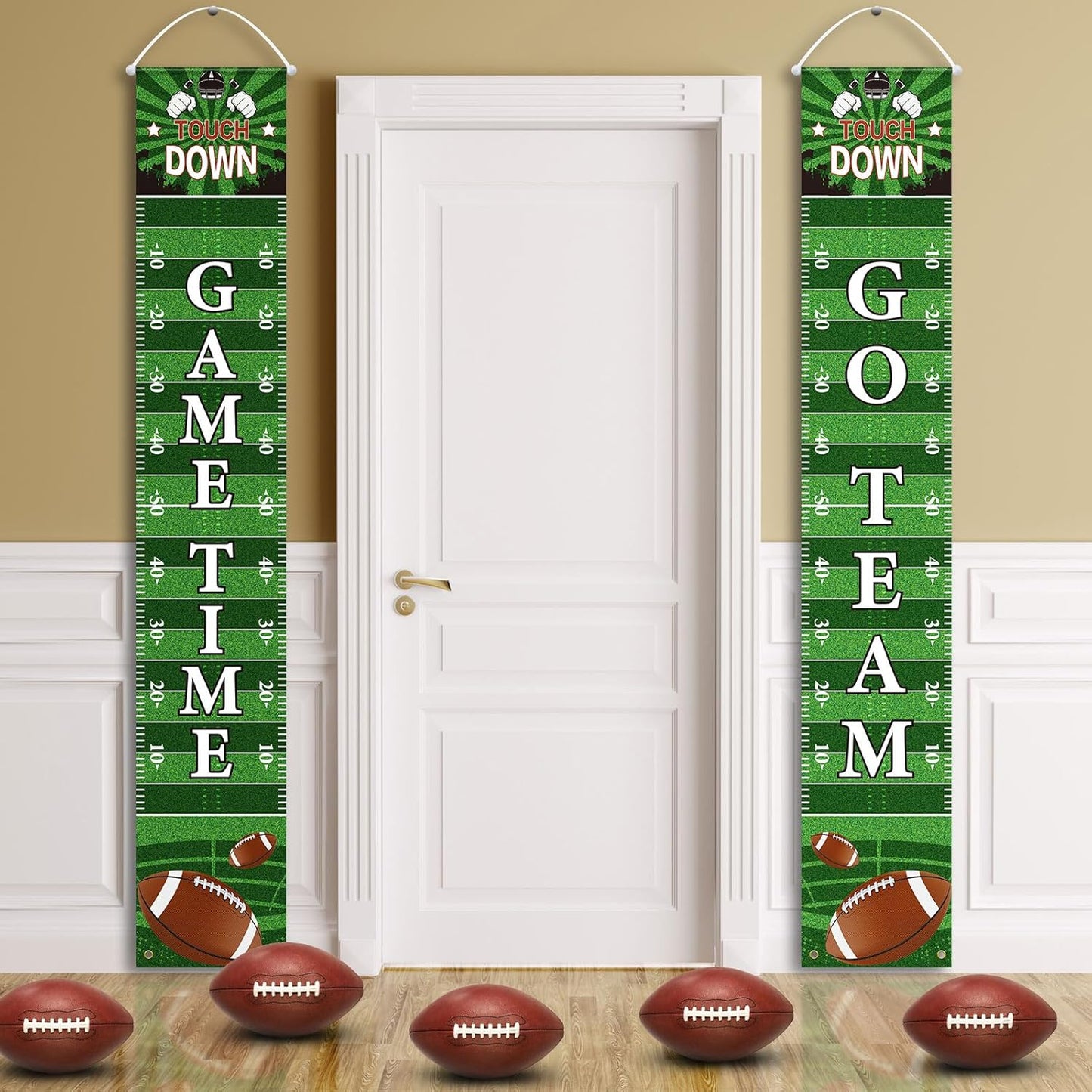 Batiyeer Football Porch Sign Banner Football Bowl Sports Fan Supplies Themed Boy Party Favors Photo Booth Props Wall Hanging (Game Theme)