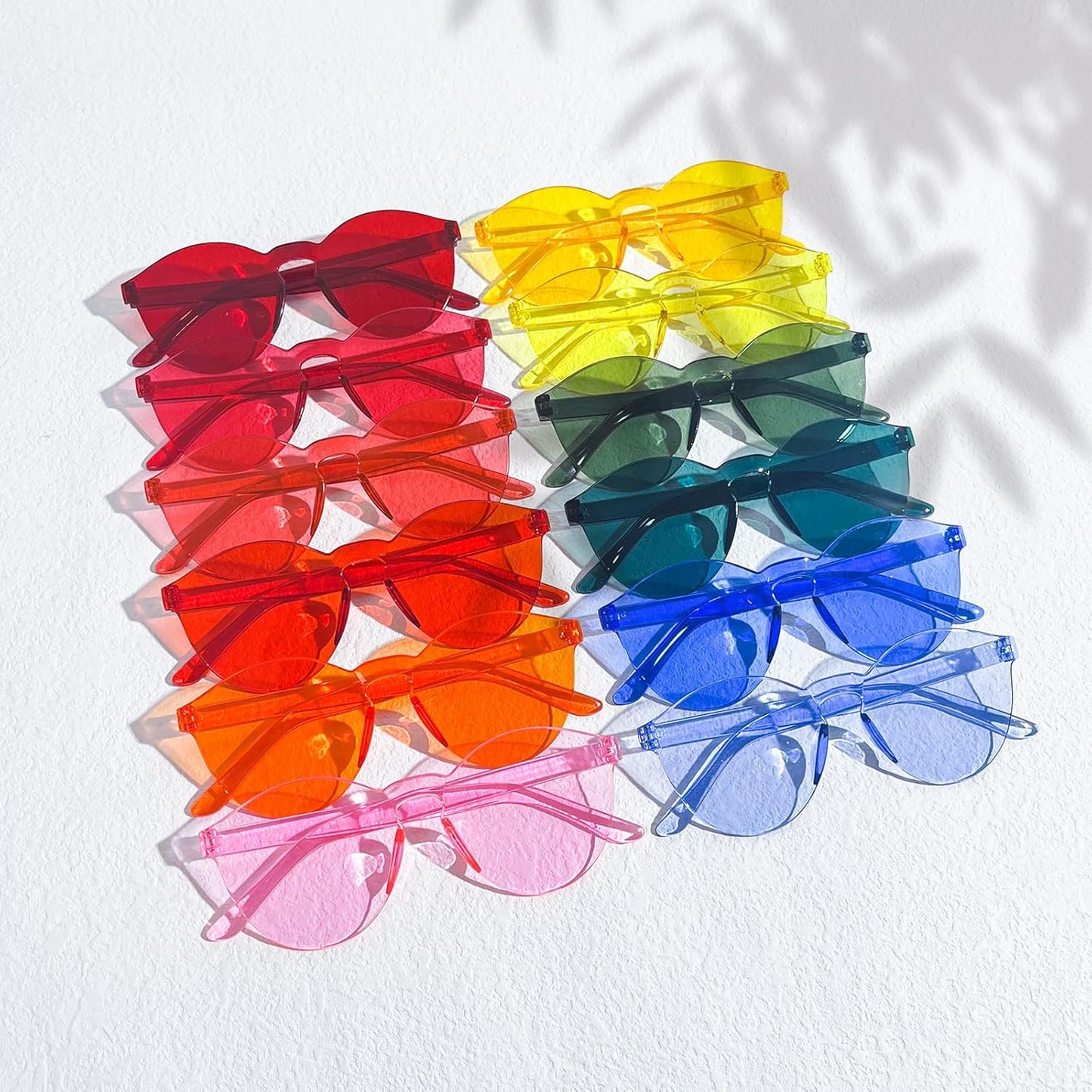 10/20 Pack Star/Heart Shape/Round/Butterfly/Cat Eye/Rectangle/Fire Rimless Tinted Party Sunglasses Color Glasses