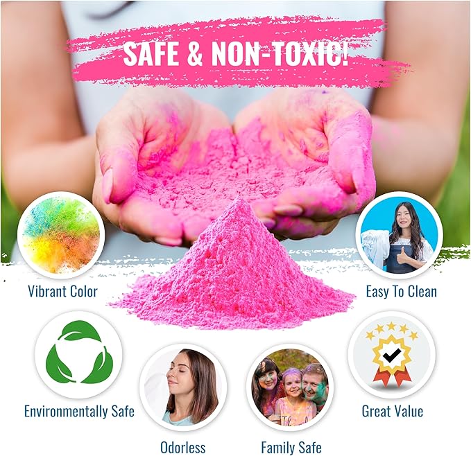 Color Blaze Pink Baby Gender Reveal Powder - 2 Pounds of Pink Colored Powder for Girl - For Motorcycle Burnout, Toss, Photoshoot, Party & Festival - Combo Pack of 2 Bags with 1 Pound - Pink