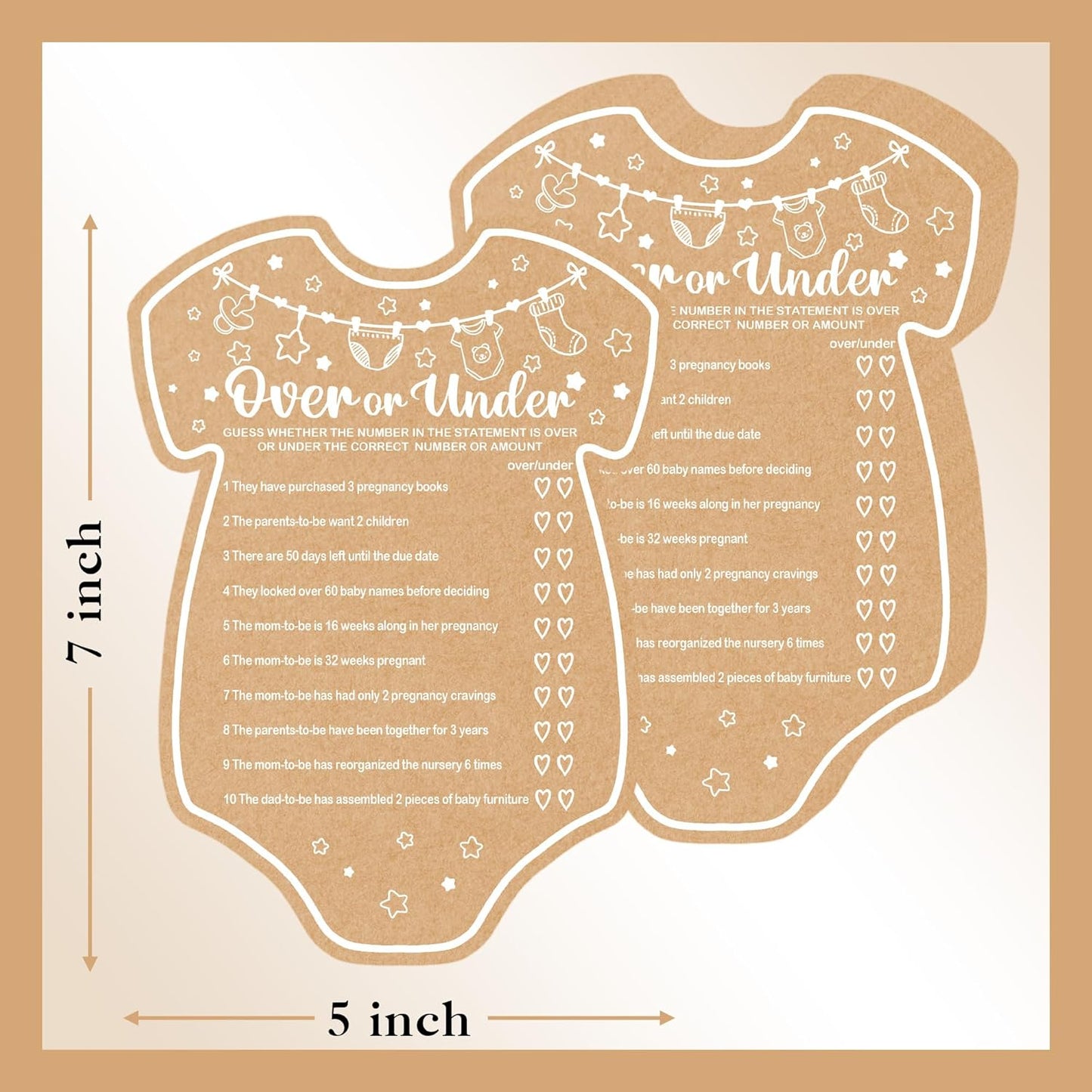 Baby Shower Games, Over or Under Baby Shower Game, Set of 30 Cards, Baby Games for Baby Shower, Baby Shower Decorations, Baby Shower Ideas