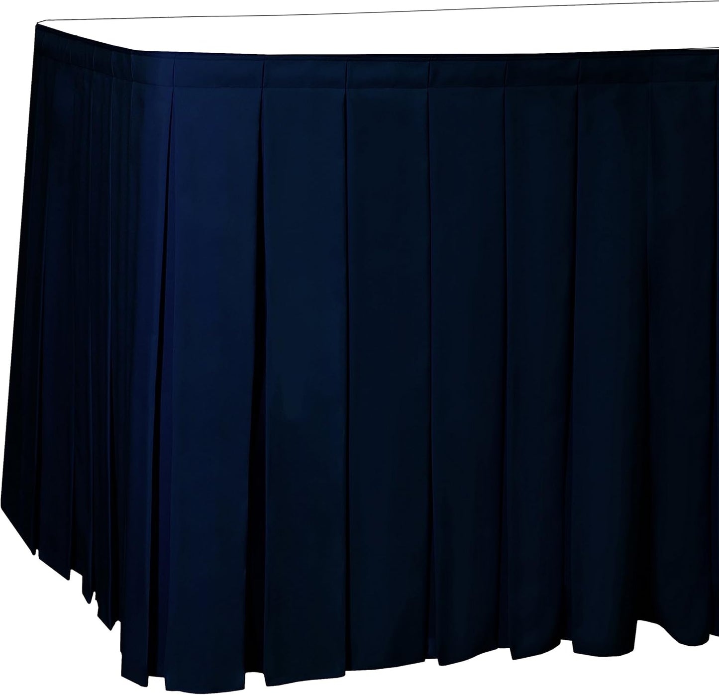 Ultimate Textile Pleat Polyester Fabric Table Skirt - Machine Washable, Flame Resistant, Cut & Sewn in NJ, Desk Skirt - Deep Royal, 17' Box Pleat x 42" h