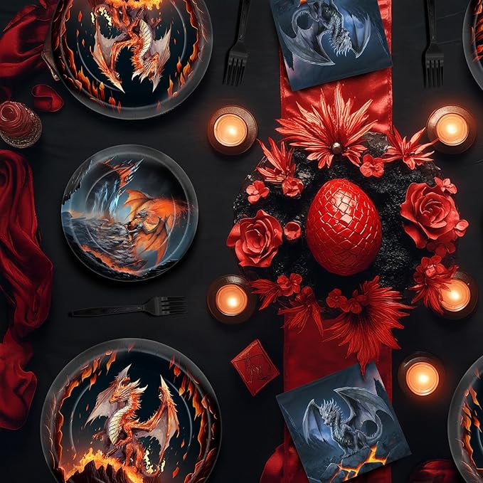 Dragon Party Decorations - Dragon Party Plates and Napkins for Kids Birthday Party, Serves 40 Guests