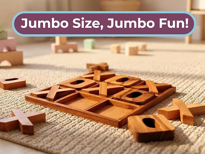 BSIRI Jumbo Tic Tac Toe Board Games Wall Tic Tac Toe for Rustic Home Decor Farmhouse Decor, Patio Decor, Coffee Table Decor, Ideal Outdoor Games, Game Night, Family Games, Unique Gifts for Couples