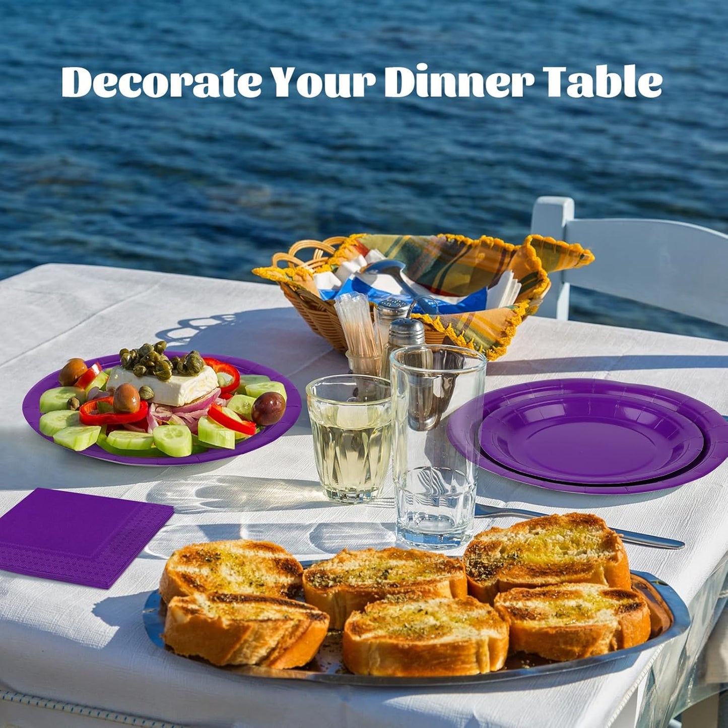 Ruisita 48 Pieces Dark Purple Party Supplies Solid Dark Purple Tableware Including 7 Inch and 9 Inch Paper Dinner Plates 2 Ply Napkins for Wedding, Birthday Party, Picnic, Barbecue (Serves 16)