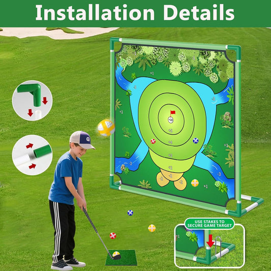 Golf Chipping Game, Play Portable Sticky Golf Target Practice Game Set, Fun Indoor & Outdoor Family Yard Game for Backyard, Beach, Parties, Office (Golf Chipping Game Set)