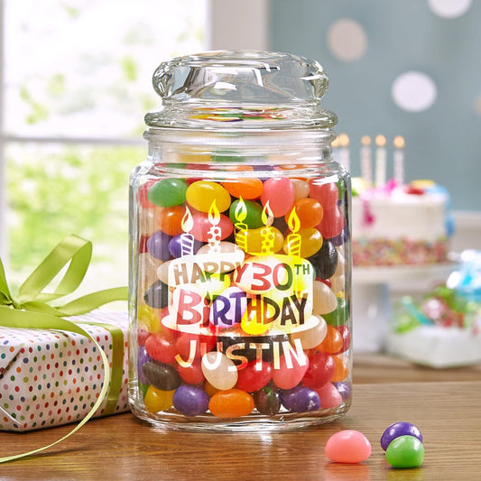 Let's Make Memories Personalized Birthday Candy Jars - Birthday Keepsake - Candles Design