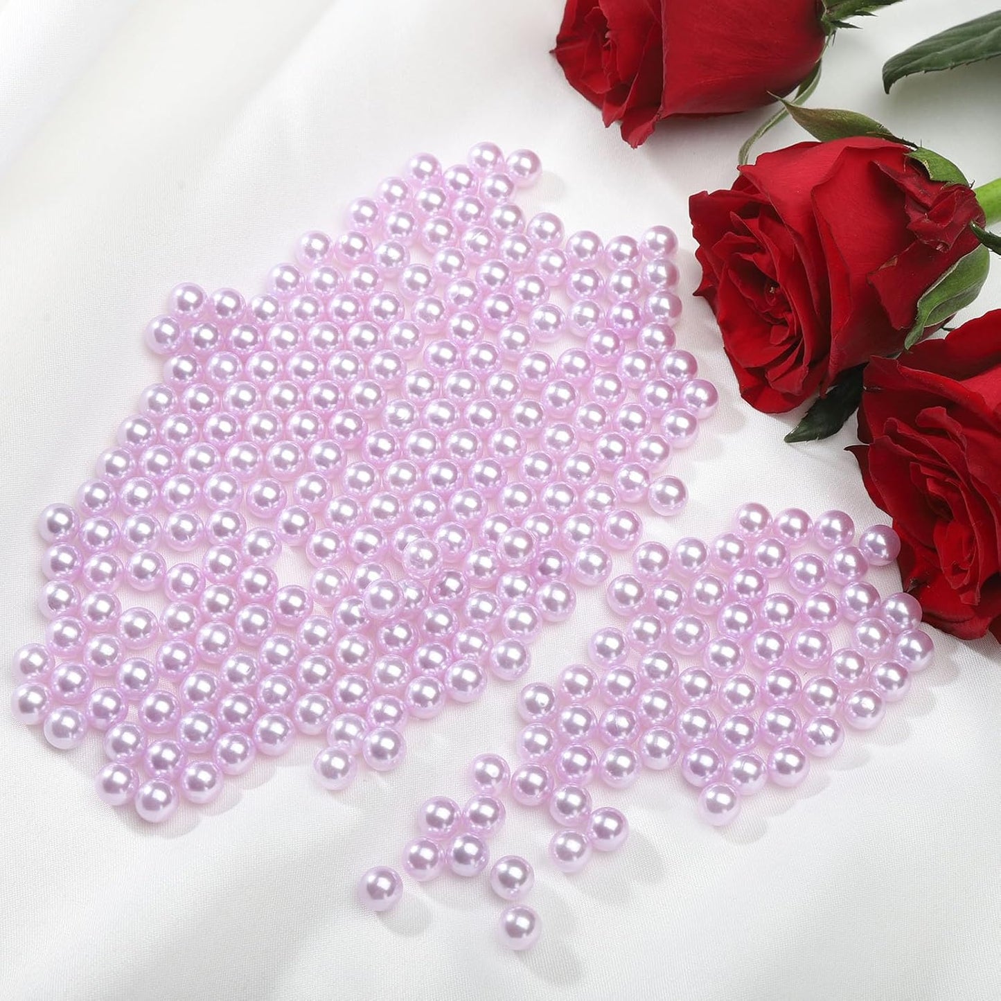 2200Pcs Undrilled Holeless ABS Faux Pearl Beads for Vase fillers, No hole Round Pearls for Cosmetic Boxes, DIY Parts, Table Scatter, Wedding, Birthday Party Home Decorating (Light Purple, 6mm)