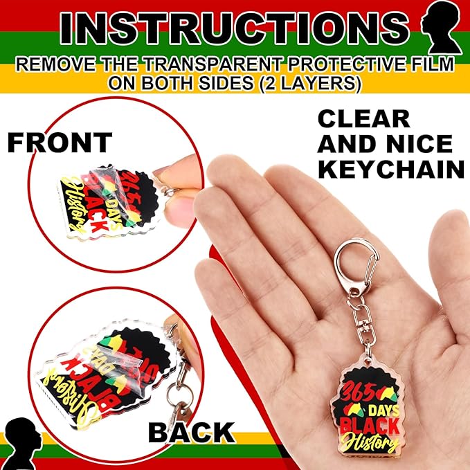 Kenning 50 Pcs Black History Month Keychain Gifts Bulk Black History Hanging Gift Acrylic African Freedom Day Decorations for Juneteenth Party Gifts Supplies