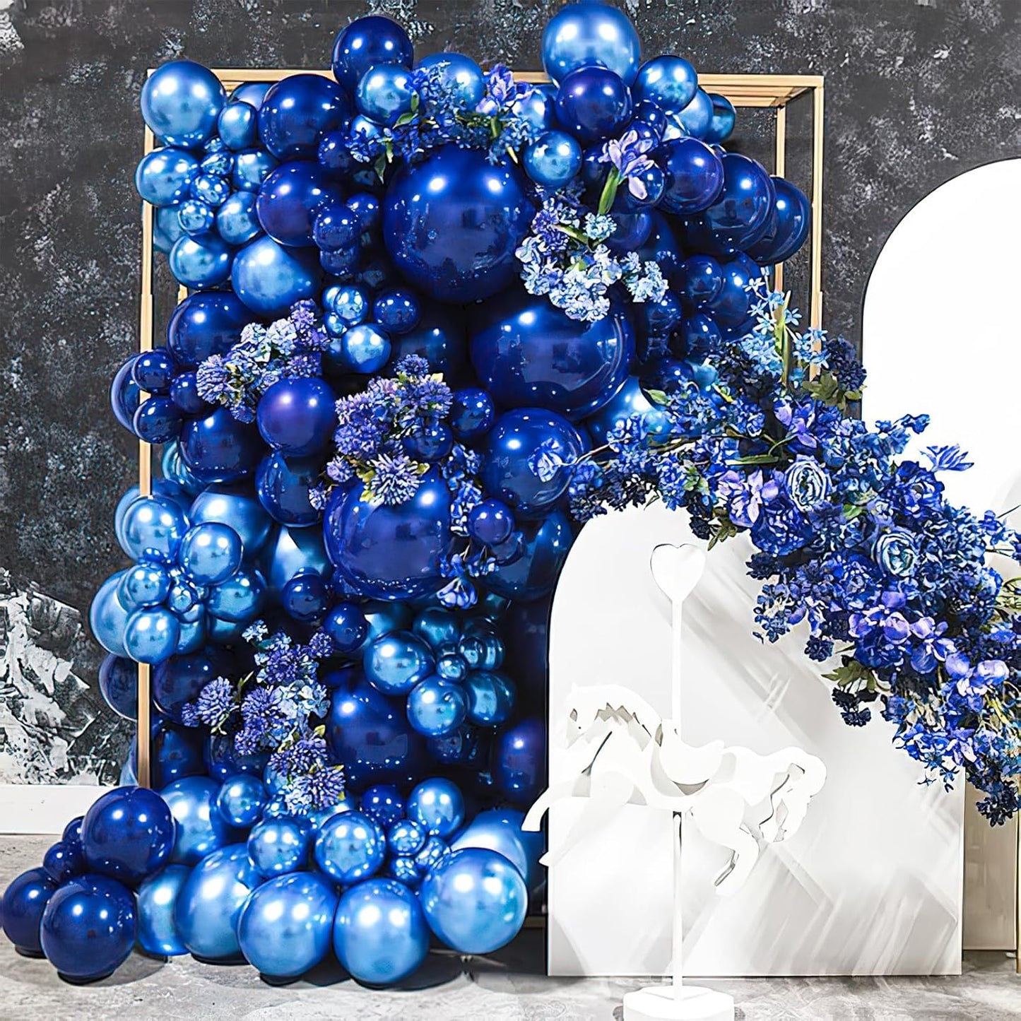 PartyWoo Metallic Blue Balloons 4 pcs 36 Inch Extra Large Big Jumbo Giant Chrome Blue Latex Helium Balloons for Graduation Wedding Baby Shower Gender Reveal Birthday Party Decorations Blue-G106