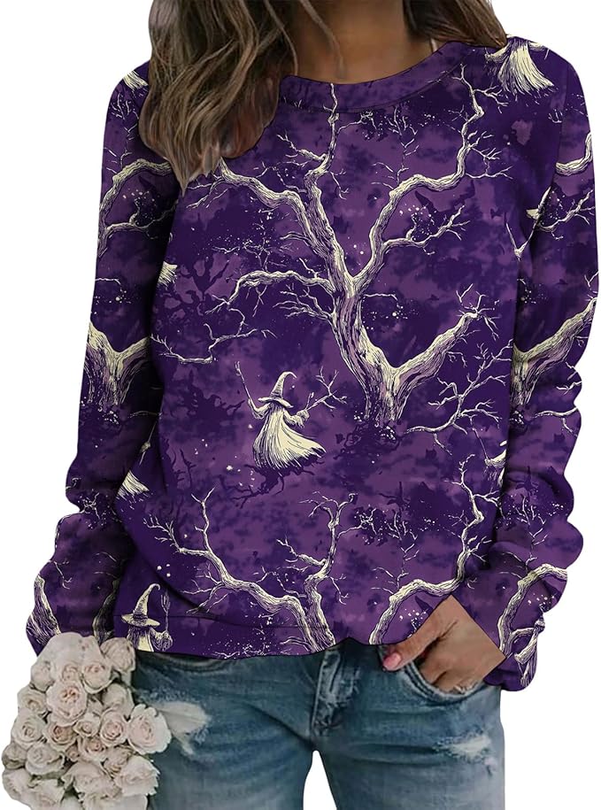 LIZALIG Pullover Cute Sweatshirt Orange Skeleton Fall Festive FunWomens Design Bat Holiday Party Outings Pumpkin Print