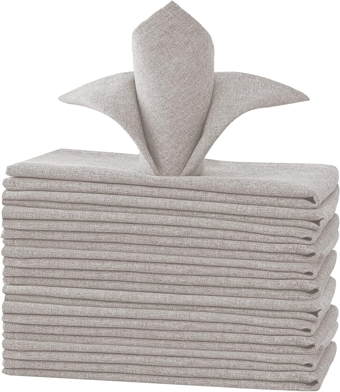 H.VERSAILTEX Linen Textured Cloth Napkins Set of 12 (18" X 18") Linen Textured Dinner Napkins Waterproof Extra Soft Thick Durable Reusable Napkins with Hemmed Edges, Heather Taupe